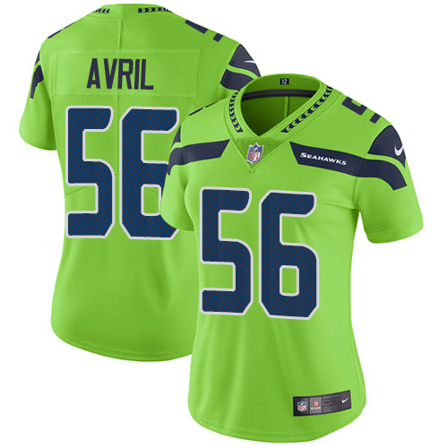 Nike Seahawks #56 Cliff Avril Green Women's Stitched NFL Limited Rush Jersey - Click Image to Close